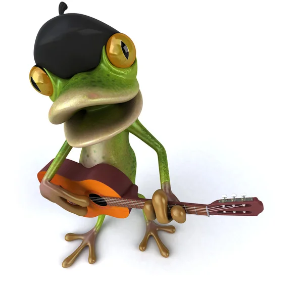 Французская лягушка играет на гитаре — стоковое фото