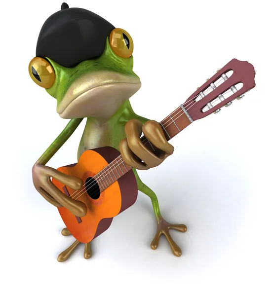 Francouzský frog hrát na kytaru 3d — Stock fotografie