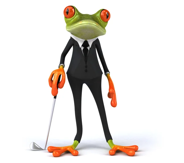 stock image Frog playing golf 3d