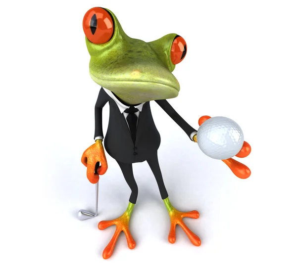 stock image Frog playing golf 3d