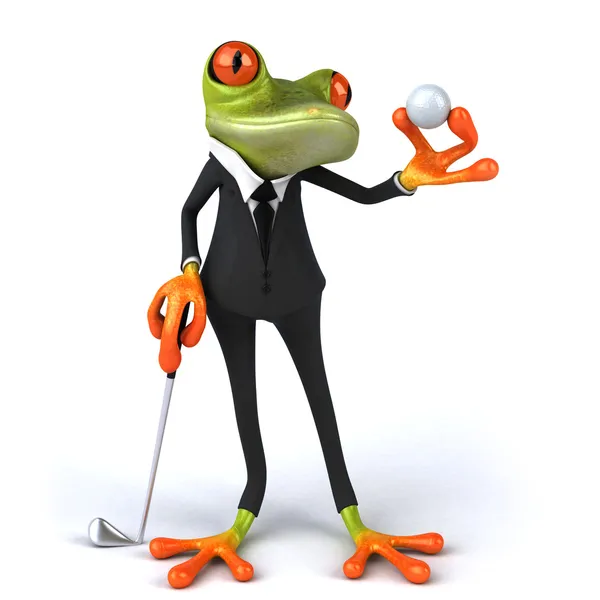Frog playing golf 3d — Stock Photo, Image