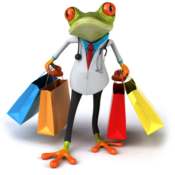 Doktor žába jde nakupovat 3d — Stock fotografie