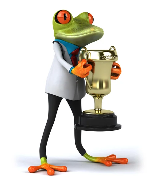 Lekarz żaba z trofeum 3d — Zdjęcie stockowe