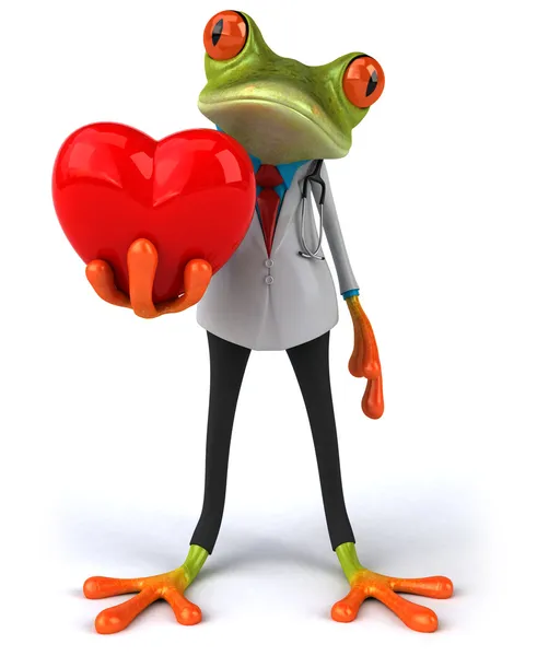 Stock image Doctor frog with heart 3d