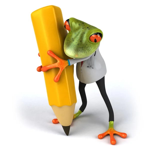 铅笔的医生青蛙 3d — 图库照片