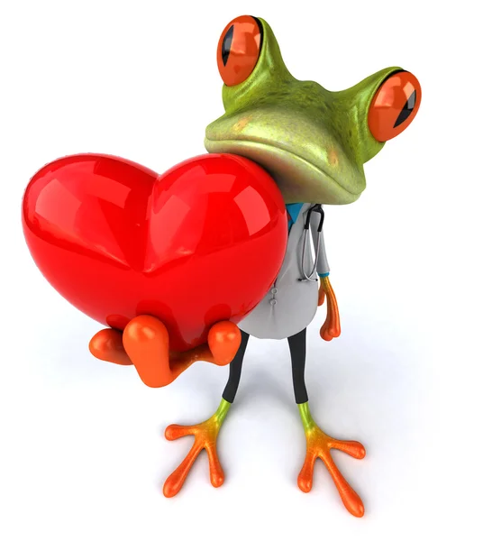 Lekarz żaba z serca 3d — Zdjęcie stockowe