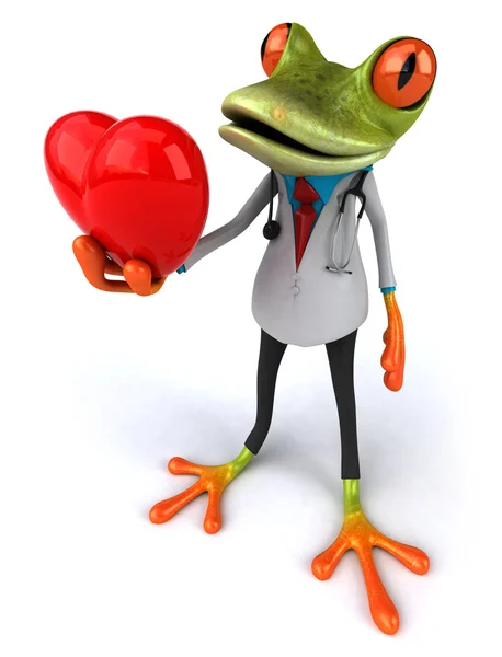 stock image Doctor frog with heart 3d