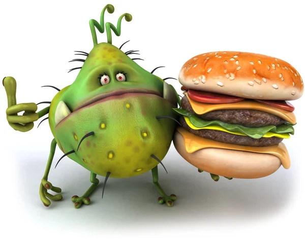 Keim mit Hamburger — Stockfoto