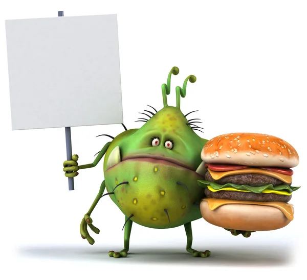 Germen con hamburguesa y tabla —  Fotos de Stock