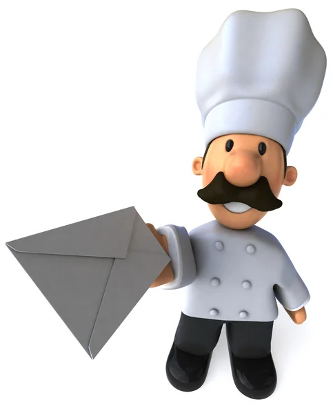 Chef-kok met envelop — Stockfoto
