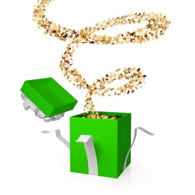 Gift box with a golden curl. clipart