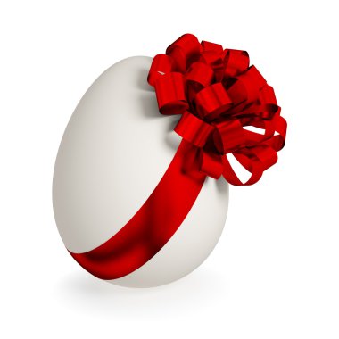 White egg wrapped with red ribbon. clipart