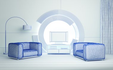 Modern 3d interior clipart