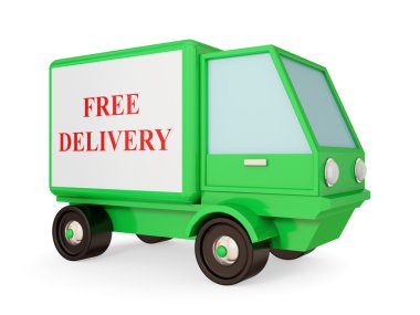 Green truck with red signature FREE DELIVERY clipart