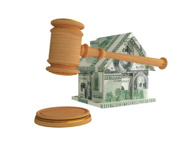 Dollar house and lawyer's hammer. clipart