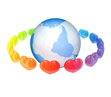 Colorful hearts around tje Earth. clipart