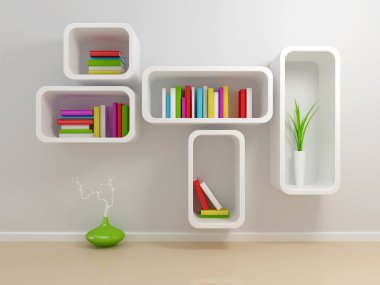 White bookshelf clipart