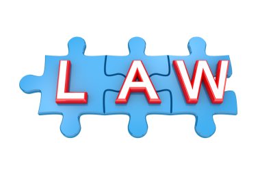 Blue puzzles with a word LAW. clipart