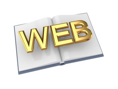 Altın word web ile açık kitap.