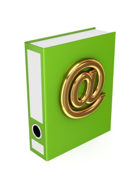 Green folder with golden copyright symbol. clipart