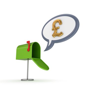 Green mail box and pound sterling sign. clipart