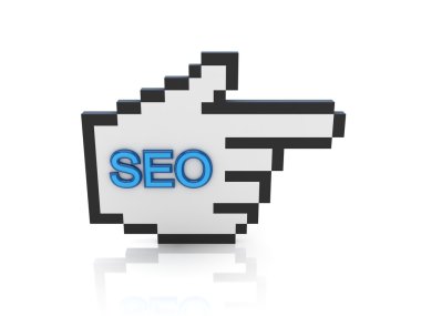 Large cursor with a word SEO. clipart