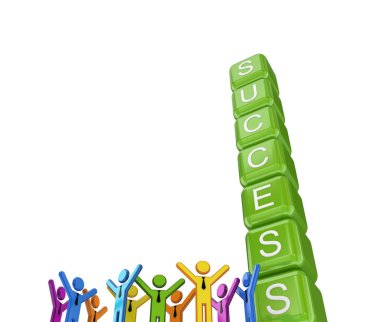 Word SUCCESS made of green cubes. clipart