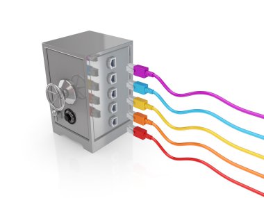 Iron safe and colorful patchcords. clipart