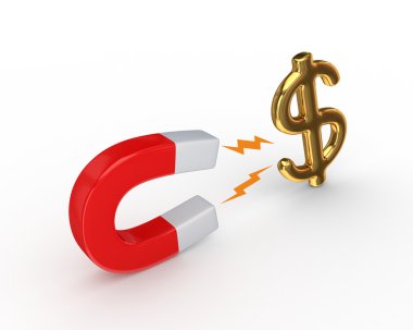 Magnet and dollar sign. clipart