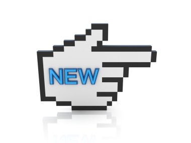 Large cursor with a word NEW. clipart