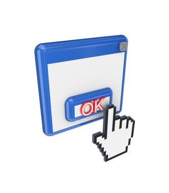 OK button and cursor. clipart