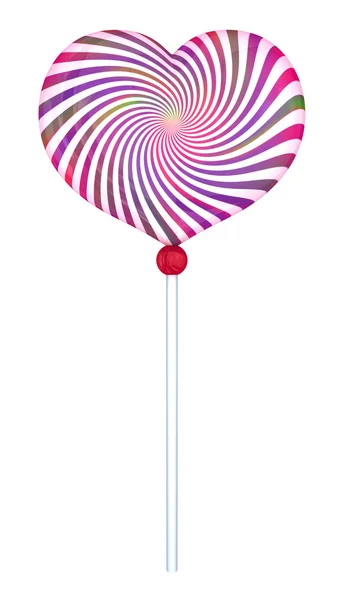 Lolipop shape of heart with hypnotic drawing. — Stock Photo, Image