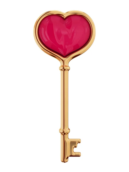 Золотой ключик с маленьким сердцем внутри . — стоковое фото