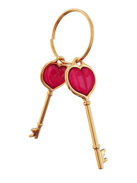 Zlatý klíč s trochou srdcem uvnitř. — Stock fotografie