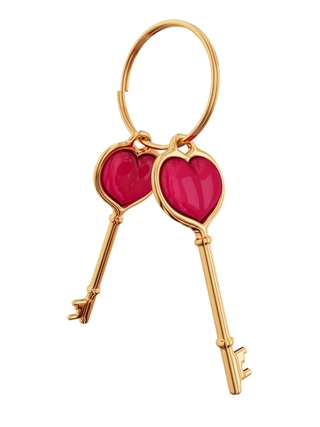 Stock image Golden key with a little heart inside.