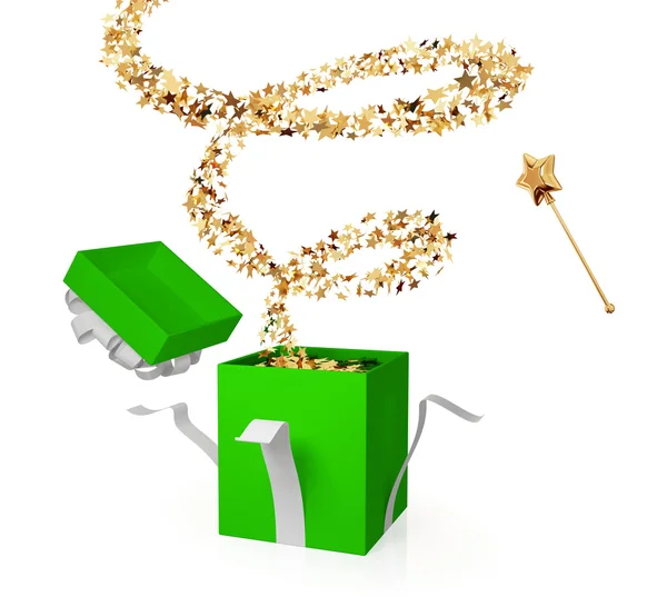 Geschenkbox mit goldener Locke. — Stockfoto