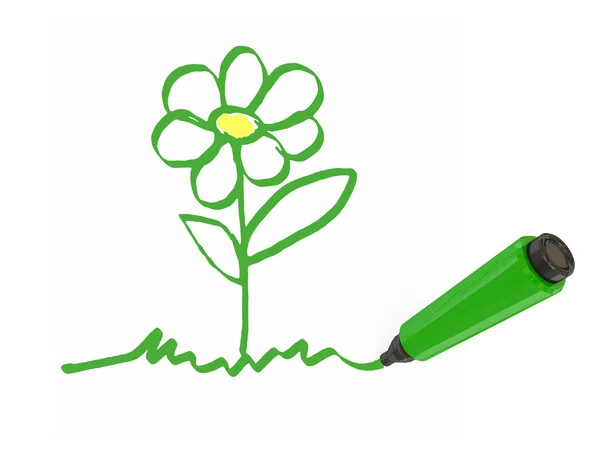 Zielony znacznik długopis — Zdjęcie stockowe