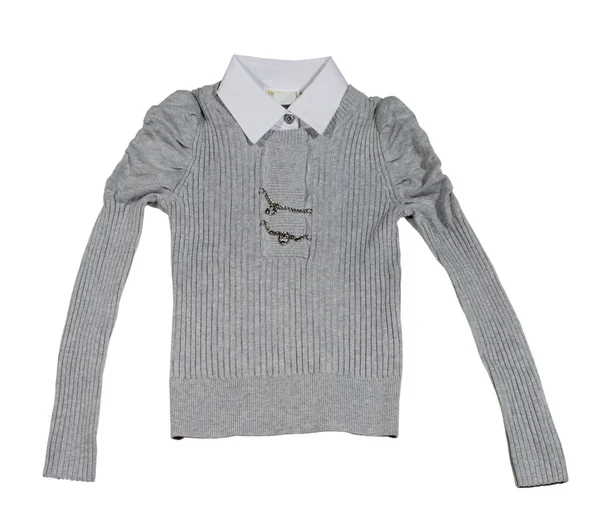 Children's grey knitted jacket. — Stock Photo, Image