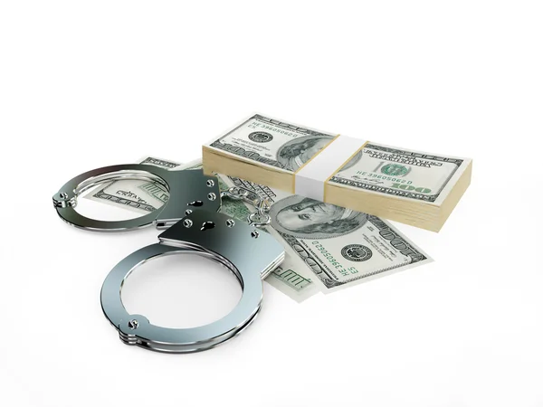 Handcuff and dollars pack — Stock Photo, Image