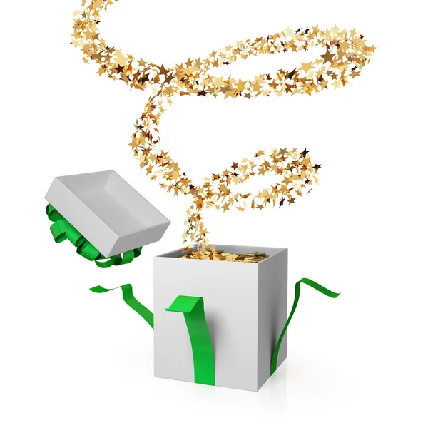 Presentförpackning med en gyllene curl. — Stockfoto
