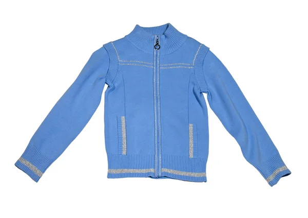 Çocuk mavi örgü ceket — Stok fotoğraf