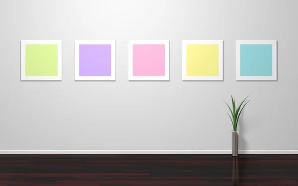 Duvarda boş renkli çerçeveler — Stok fotoğraf