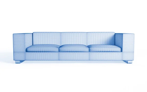 3d wireframe of a modern sofa. — Stock Photo, Image
