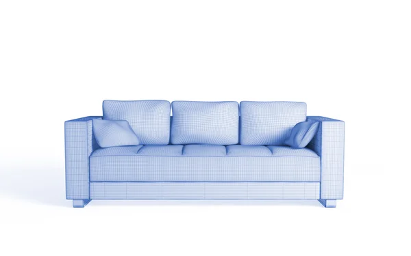 3D-Drahtgestell eines modernen Sofas. — Stockfoto