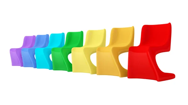 Kleurrijke moderne plastic stoelen — Stockfoto