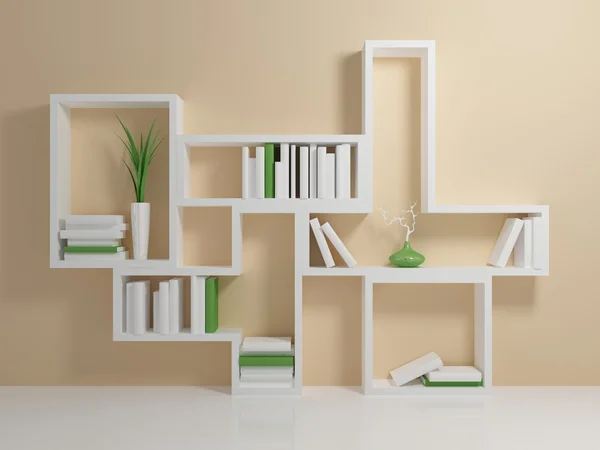 Witte boekenplank — Stockfoto