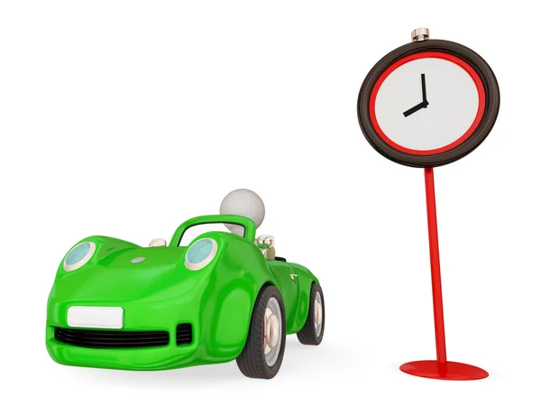 Green car and red timer. — Stock Photo, Image