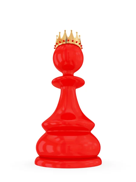 Красная пешка с золотой короной . — стоковое фото