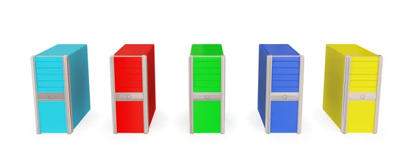 Pięć komputerów kolorowy. — Zdjęcie stockowe