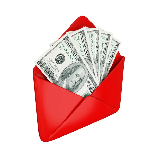 Empty red cover with dollars inside. — Stock Photo, Image